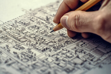 Architectural planning of a residential neighborhood with detailed site layout