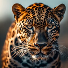 Obraz premium A leopard staring directly ahead