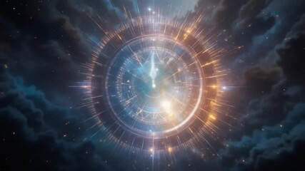 Abstract Portal or Time Machine with Clock Inside a Magical Sky Video - Powered by Adobe