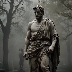 A marble statue of a Roman philosopher 