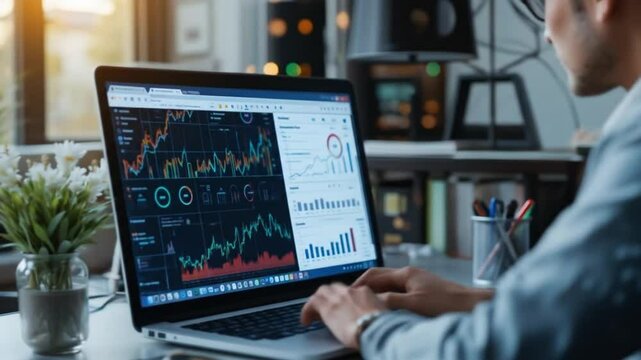 Big data customer analysis and marketing strategy. Targeted customer profiles and behavioral analysis. Analysts use laptops to analyze customer data. 4k video