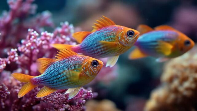Colorful Reef Fish Coral Scene.