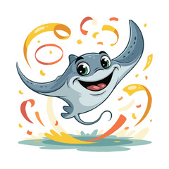 Stingray design illustration posing happy