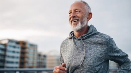 Fototapeta premium Senior man going for a run and living a healthy lifestyle for longevity