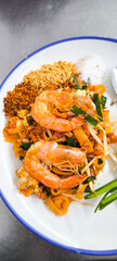 Pad Thai with fresh shrimp at a Thai restaurant