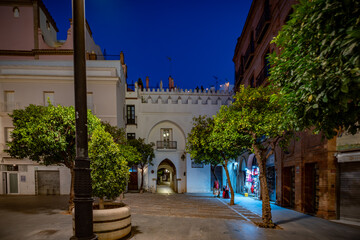 Sevilla, España. 1 de julio de 2025. Las amplias calles arboladas cerca del centro histórico de...