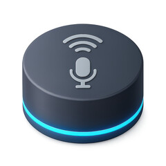 3D Icon of Smart Home Hub with Voice Icon and Wi-Fi LED Signal