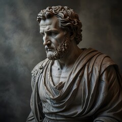 A marble statue of a Roman philosopher 