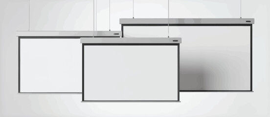 Multiple Suspended Projector Screens in a Modern Conference Room