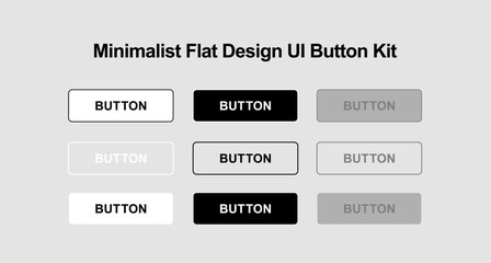 Vector illustration of buttons set in grayscale
