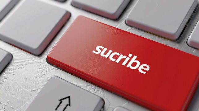 CloseUp of Red Subscribe Button on a Keyboard