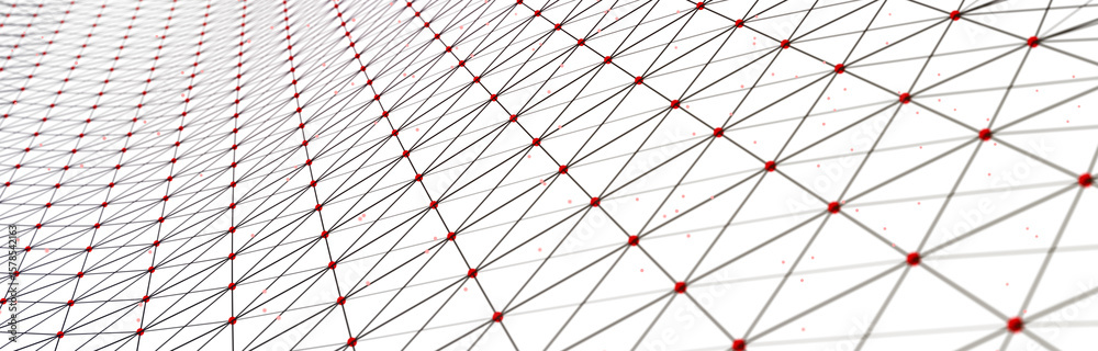 Leinwandbilder Abstract polygonal space with dots and lines. Triangular structure. Background concept for your design. 3d rendering.