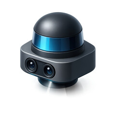 3D Icon of Self-Driving Car Sensor Pack with Lidar Dome and Camera Beams