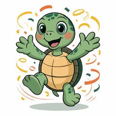 Fototapeta premium turtle character design illustration happy posing