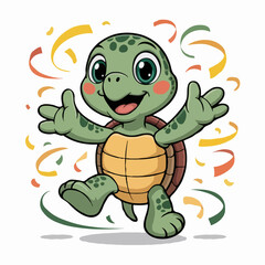 Obraz premium turtle character design illustration happy