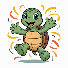 Fototapeta premium turtle character design illustration posing happy
