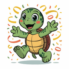 Obraz premium turtle design character happy illustration