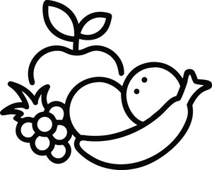 Black Outline Fruit Icon &ndash; Minimalist Healthy Food Vector Design