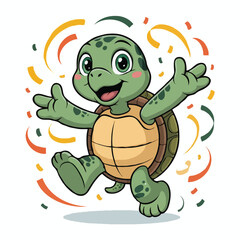 Obraz premium turtle design illustration character posing happy