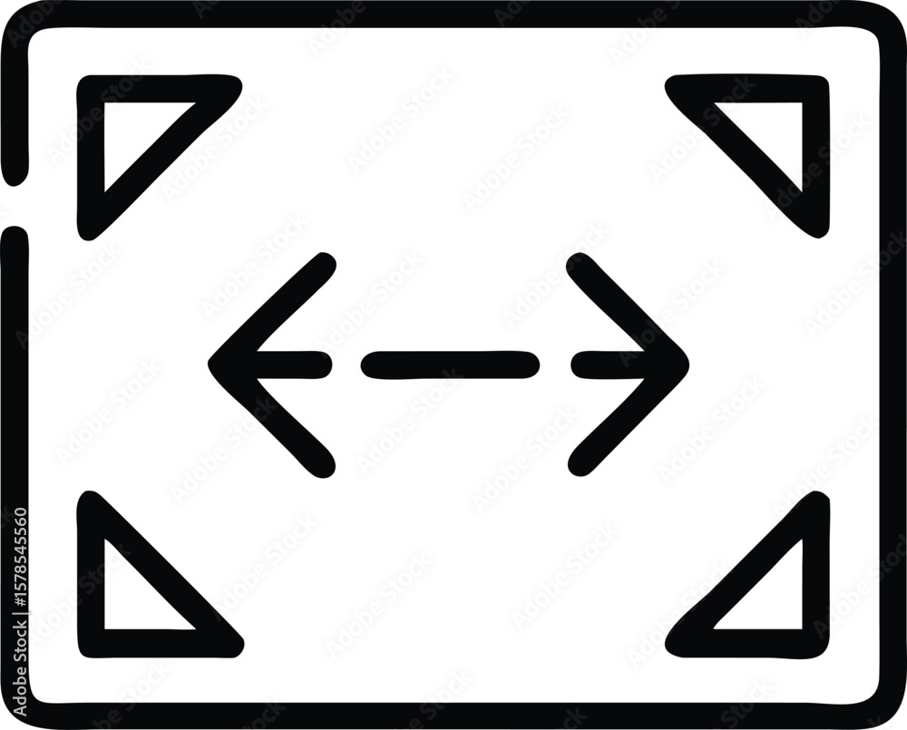 Poster vector art of a resize icon with arrows pointing in opposite directions inside a square