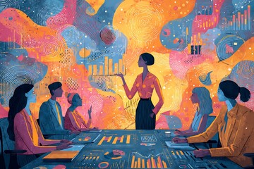 Diverse group of professionals engaged in a meeting.