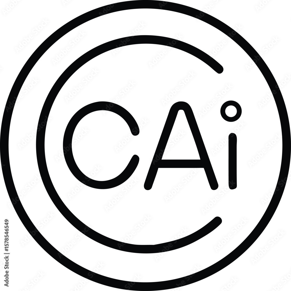 Fototapete vector art of a minimalist black and white icon features the text cai within a circle, representing 