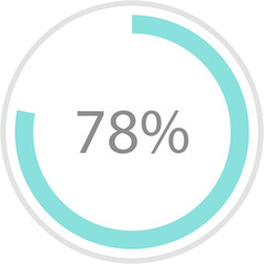 Green circle percentage diagrams 78%, simple indicator infographic flat design vector illustration loading data interface elements app button ui ux web isolated on white background
