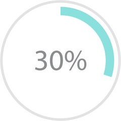 Green circle percentage diagrams 30%, simple indicator infographic flat design vector illustration loading data interface elements app button ui ux web isolated on white background