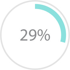 Green circle percentage diagrams 29%, simple indicator infographic flat design vector illustration loading data interface elements app button ui ux web isolated on white background

