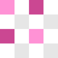 Symmetrical checkered pattern of pink, magenta, light gray and white squares arranged in a uniform and orderly grid, simple and clean visual.
