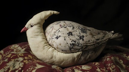 Obraz premium Stuffed dove with a stitched crescent moon