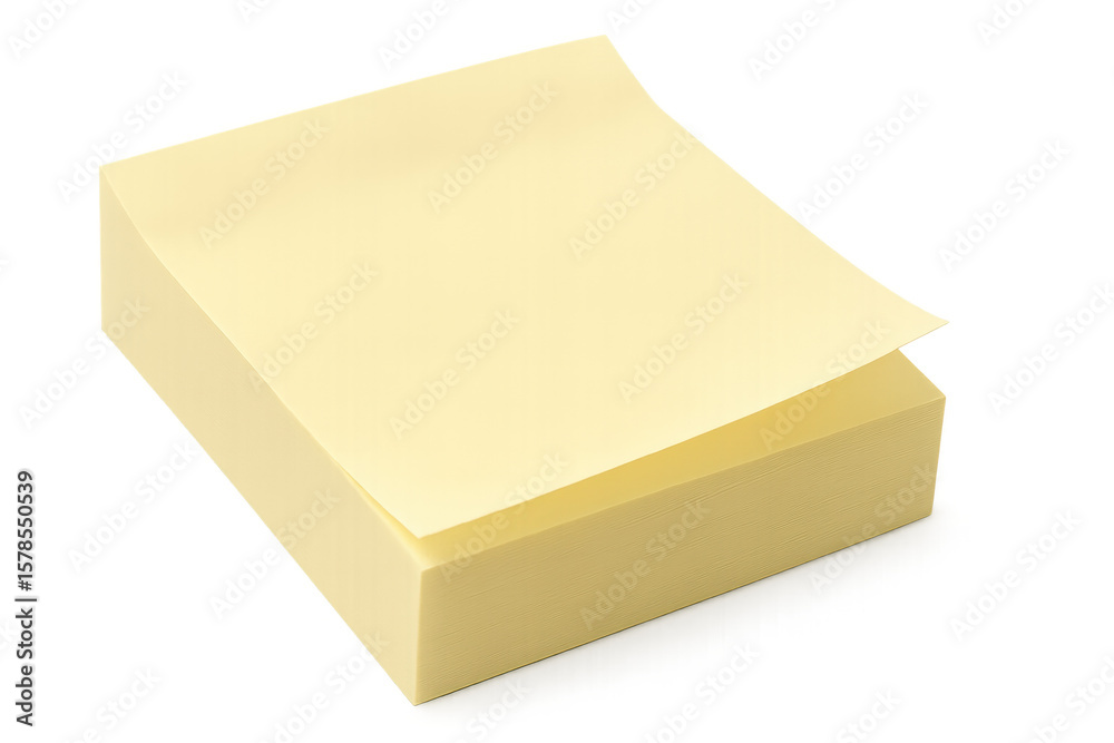Poster blank yellow sticky notes isolated on transparent background, creating a simple yet effective visual