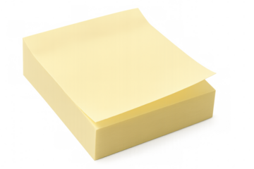 Blank yellow sticky notes isolated on transparent background, creating a simple yet effective visual for reminders and organization
