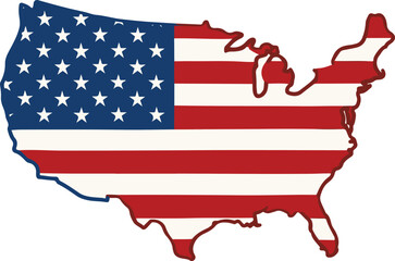usa map with flag ,USA Map Silhouette with American Flag Colors &ndash; EPS Vector on White Background