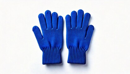 knitted gloves. gloves isolated on white background. gloves a top view.blue gloves .