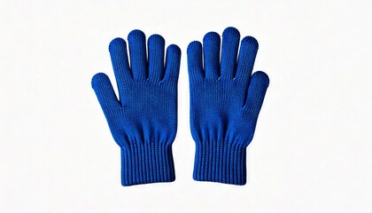 Obraz premium knitted gloves. gloves isolated on white background. gloves a top view.blue gloves .