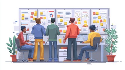 Workflow visualization and optimization tool. Business planning. Kanban board, teamwork communication process, agile project management concept. Vector isolated concept creative illustration, no logo