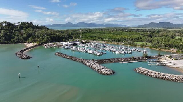 Spectacular cinematic aerial footage of Yorkeys Knob Cairns Queensland Australia