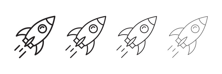Rocket icon. Rocket launched icon vector. Startup icon line art, vector set . Rocket vector icon, Startup symbol, filled flat sign, solid pictogram isolated .  