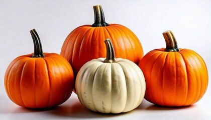 Obraz premium Pumpkins for Autumn and Halloween white background 