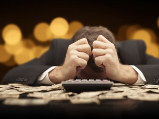 Financial stress office environment business image emotional turmoil close-up view economic challenges