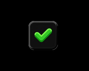Green Check Mark Icon in Square Box Symbol of Approval and Correctness on Transparent Background