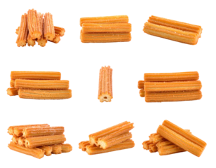 Compilation Of Golden Brown Churros Sprinkled With Sugar Isolated On Transparent Background Food Photography