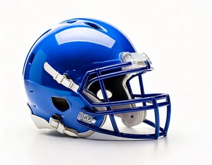 Fototapeta premium side view white and blue football helmet mockup on white background 