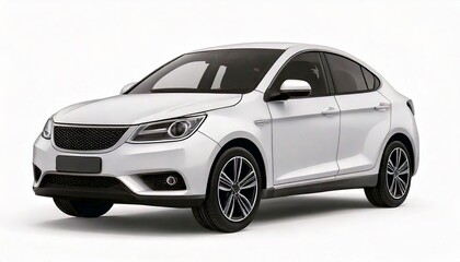 White Realistic car isolated on white background. . rendering