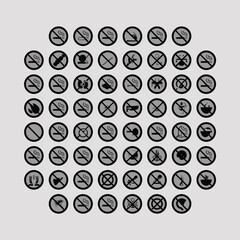 Collection of No Smoking and Fire Safety Icons