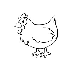 Silhouette of Rooster and chicken white background.