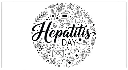 Hepatitis day awareness vector design for social media campaign and health promotion with decorative elements