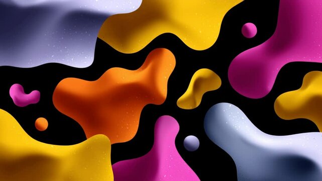 Colorful abstract painting with a black background. The colors are bright and bold, creating a sense of energy and movement