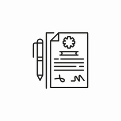 document signature pen icon sign vector